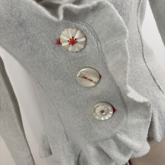 Anthropologie Cartonnier Light Blue Boiled Wool Ruffled Collared Cardigan XS - Picture 2 of 7